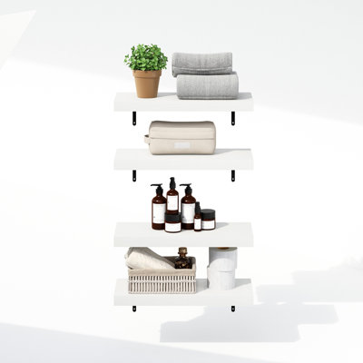 Ensemble de 4 tablettes flottantes murales pour salle de bain Ebabe Designs Mabe, chêne tabac, ensemble de 4