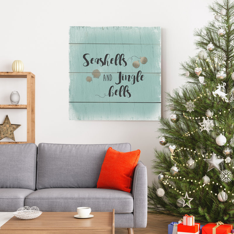 Seashells and Jingle Bells - Reproduction d'art textuel sur toile tendue, H 40 po x l 40 po x P 1 po