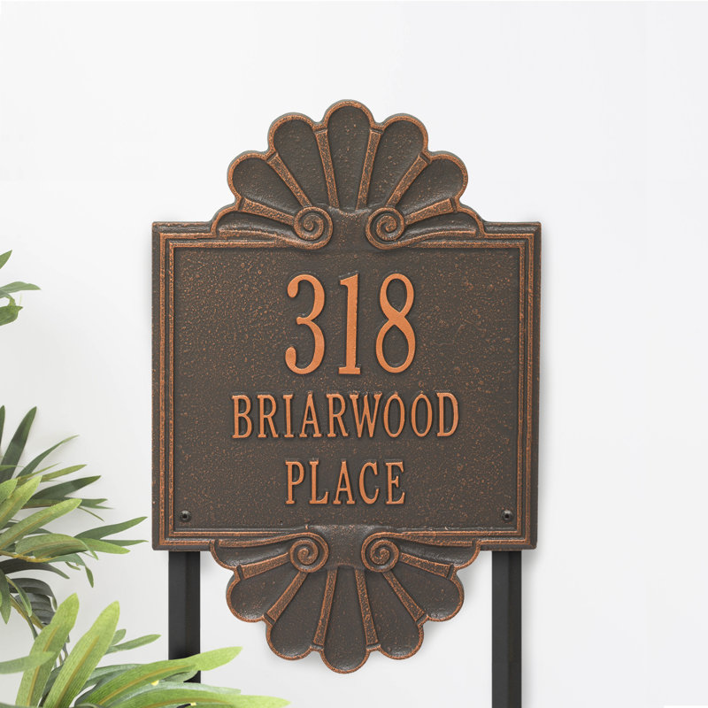 Signature Series 3-Line Lawn Address Sign, Forged Copper, Copper, Yes