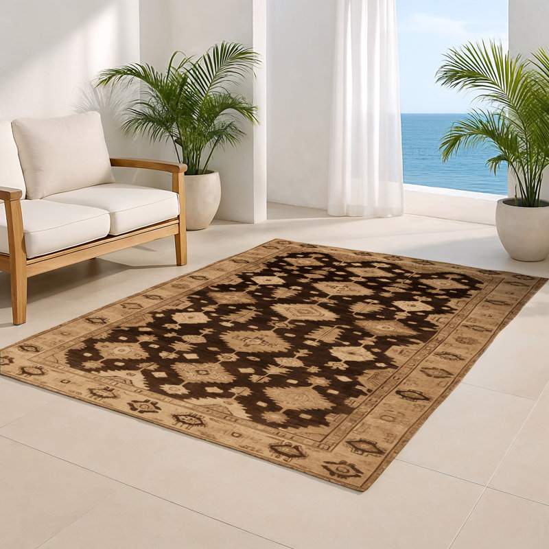Tapis intérieur et extérieur brun Overdyed, Rectangulaire 2 pi x 3 pi