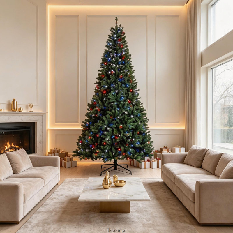Sapin de Noël pré-illuminé de 2,74 m avec lumières DEL dynamiques RVB, télécommande et minuterie quotidienne