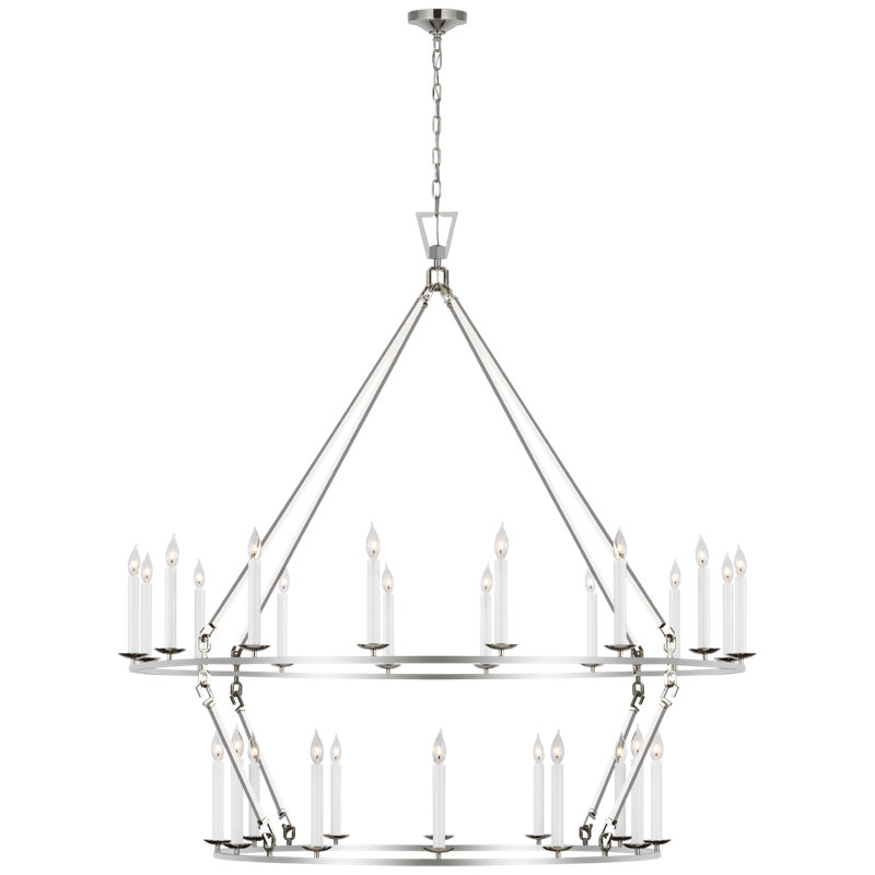 Darlana Two Tier Chandelier, Polished Nickel, 63.5" H x 61.25" W x 61.75" D