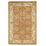 Hand Knotted Wool Oriental Area Rug in Rust And Ivory