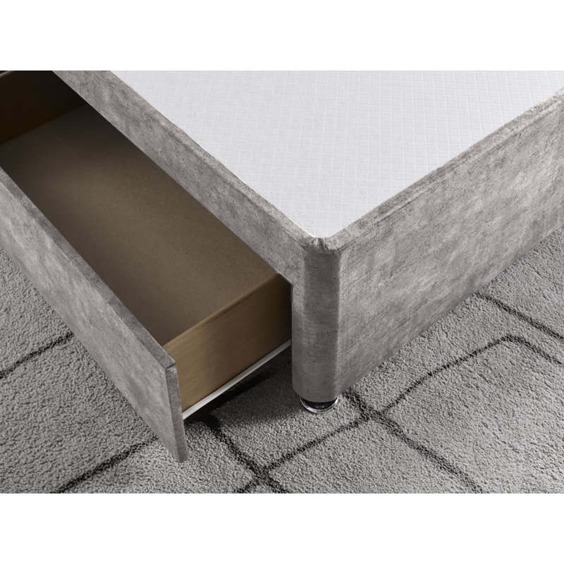 Marble Divan Bed Base, Steel, Small Single (2'6), Right Side Drawers