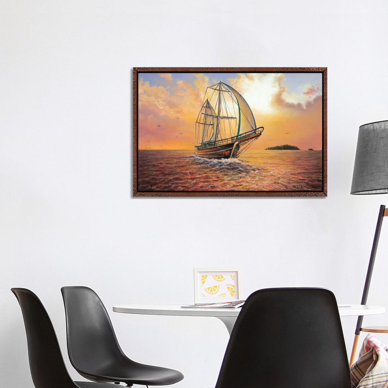 Just Passing 1 Piece Wall Art on Canvas, 101.6 cm H x 66.04 cm W, Classic Brown Wood Framed