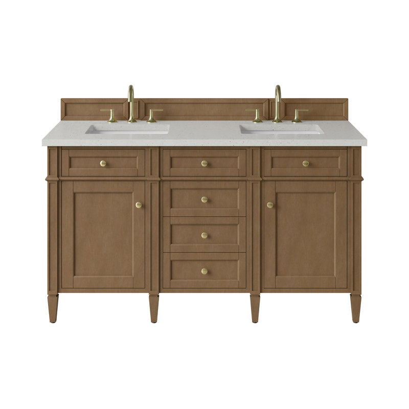 Ensemble de meuble-lavabo double 60 po Dussault, Pacane, Argent victorien, 8 po