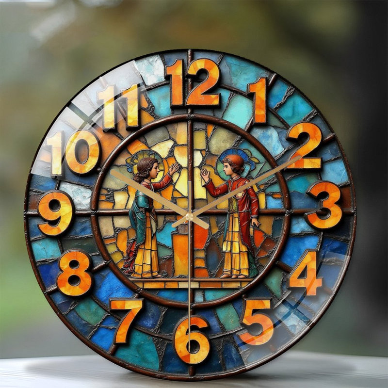Stained Glass Vintage Wall Clock Decorative Art Art - 12'' Modern Glass Wall Clock