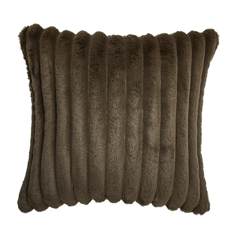 Faux Fur Reversible Throw Pillow, Dark Coffee, 20"H x 20"W