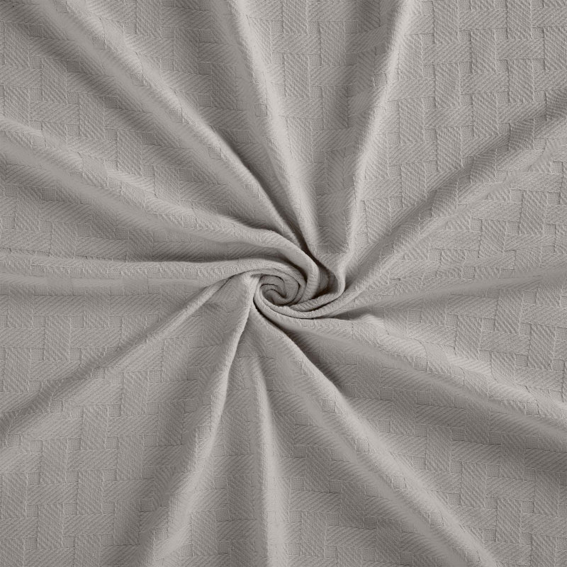 Jeté en coton natté respirant toutes saisons pour le lit Bertie, Très grand californien, Gris