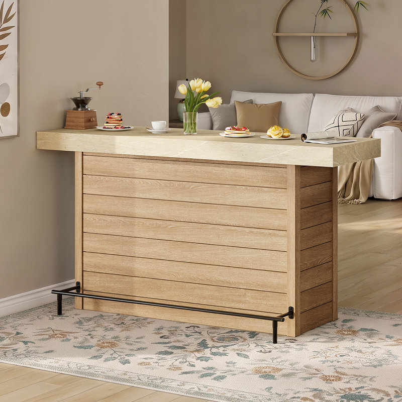 Table de bar 62,2 "à hauteur de comptoir rectangulaire avec rangement, unité de bureau personnel avec repose-pieds en métal