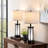 25" Black Metal Table Lamp Set with USB Type-C Ports and Built-in Outlet
