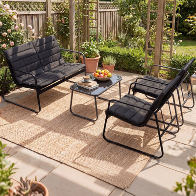 4 Pieces Patio Conversation Set Outside Lawn Chairs Seating Furniture Set