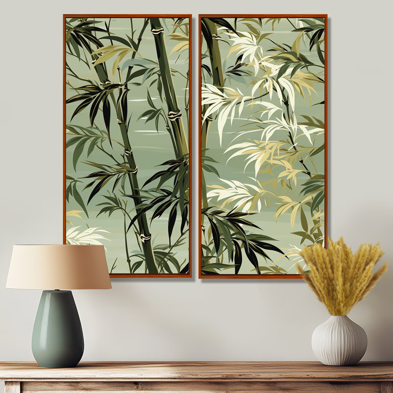 Bamboo Retreat Tropical Motif - Décoration murale tropicale 2 pièces, H 20 po x l 24 po, Brun