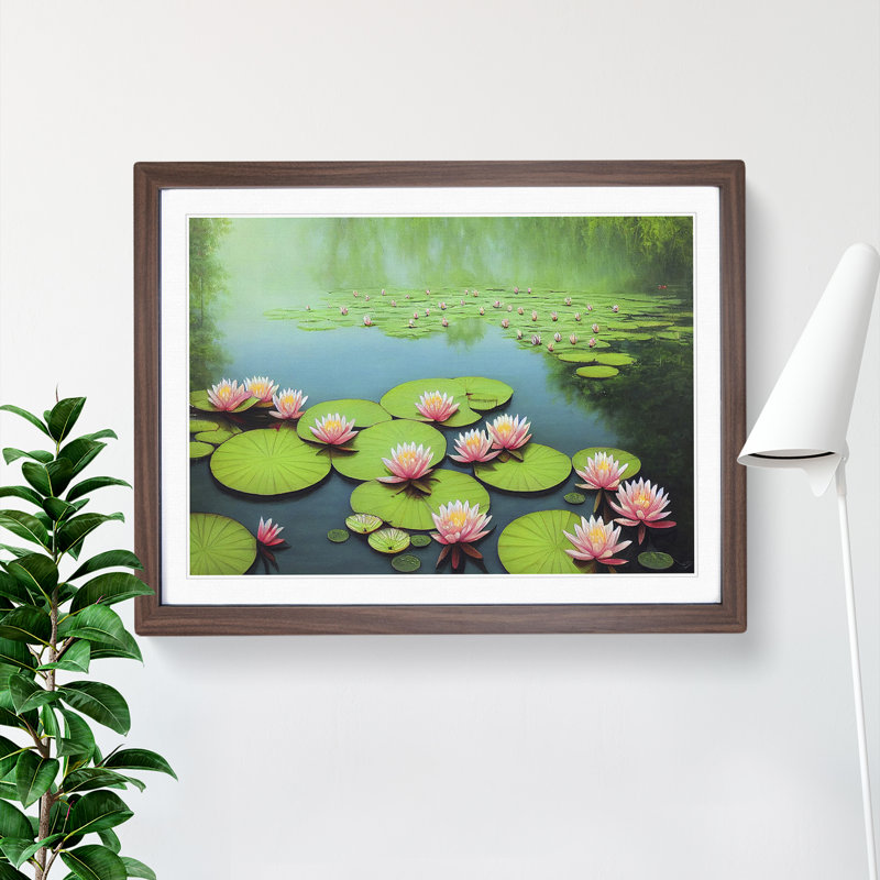 Special Water Lily Pond Vol.2 - Framed Print, 46cm H x 64cm W x 2cm D, Walnut