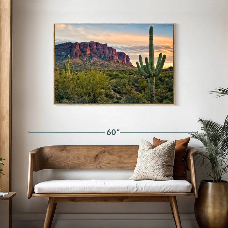 Cactus View II, Cadre flottant en bois naturel, 43 po x 29 po