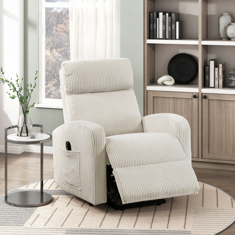 Fauteuil inclinable électrique en velours côtelé 1pc, Beige