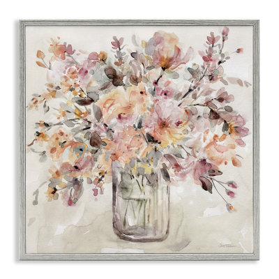 Fluid Petals Watercolor Bouquet Framed Giclee, design by Carol Robinson