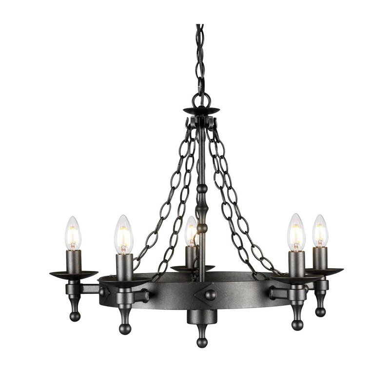 Gresham Palace 5 - Light Waggon Wheel Chandelier, Graphite