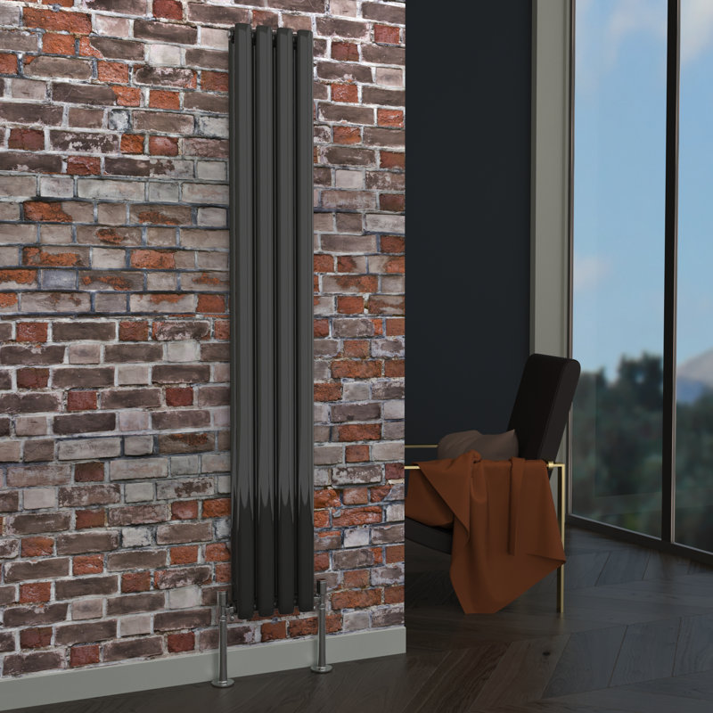 Alyssa Vertical Oval Panel Radiators, 63 x 41cm, Black