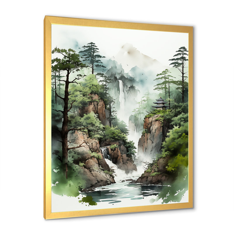 " Minimalism Cliffside Reverie I " Print, Gold Single Picture Framed, 40" H x 30" W x 1.5" D