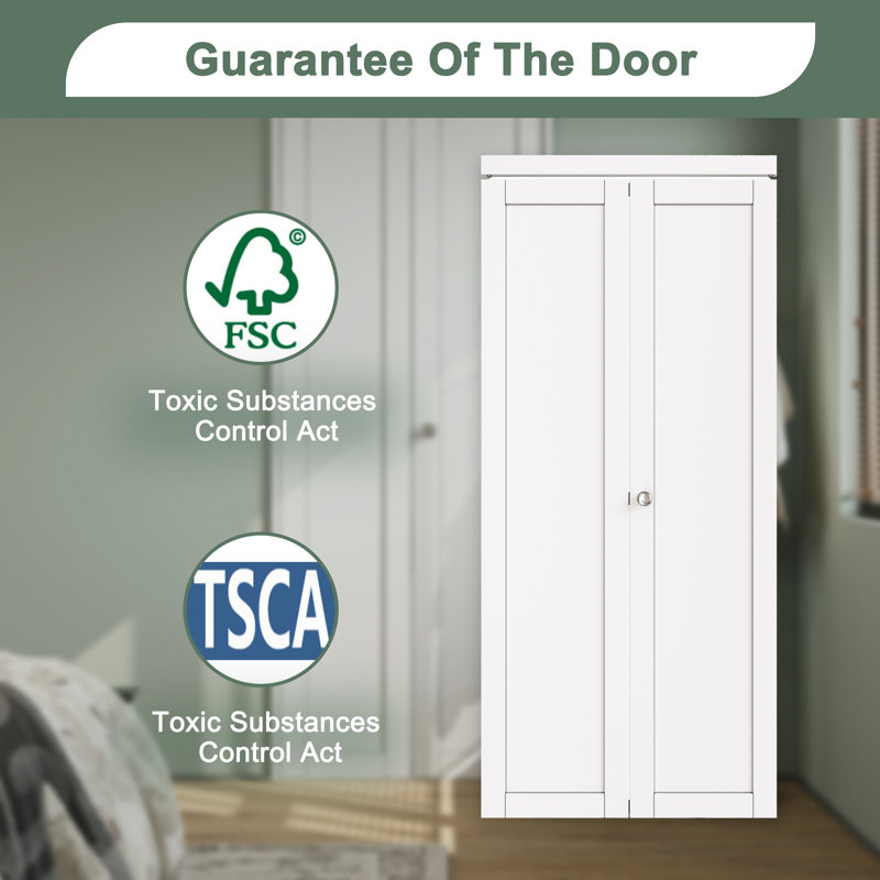 Panel Solid Wood Bi-Fold Door with Installation Hardware Kit, 24" x 80"