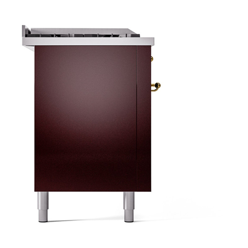 Cuisinière à double combustible ILVE Nostalgie II Series 60 po avec 7 brûleurs scellés, plaque de cuisson et table française (propane liquide, porte pleine)