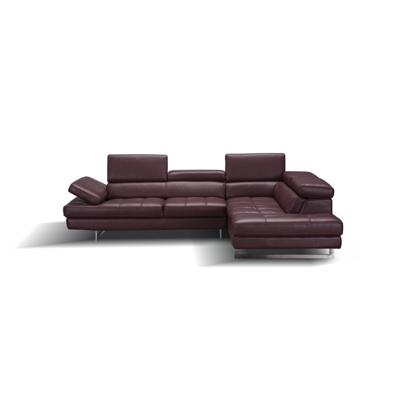Upholstered 114 " Top Grain Leather L-Shaped Sectional, Right Hand Facing, Peanut Genuine Leather