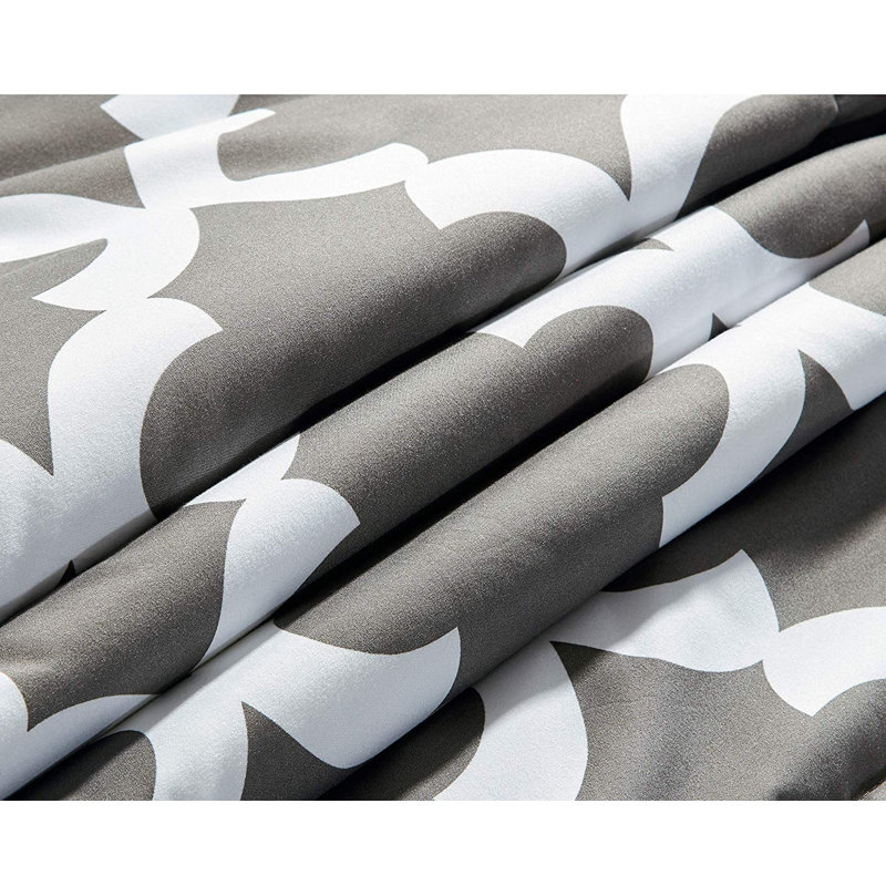 Corona Modern Box Stitch Geometric Shapes Comforter, Queen Comforter + 2 Shams, Gray