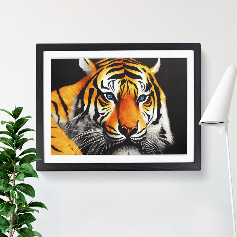 XH1022-996X A Tiger Portrait Vol.3 - Single Picture Frame Painting, Black, 34cm H x 46cm W x 2cm D