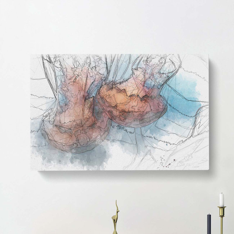 Pink Jellyfish in Abstract - Wrapped Canvas Drawing - Wrapped Canvas, 40cm H x 60cm W x 3cm D