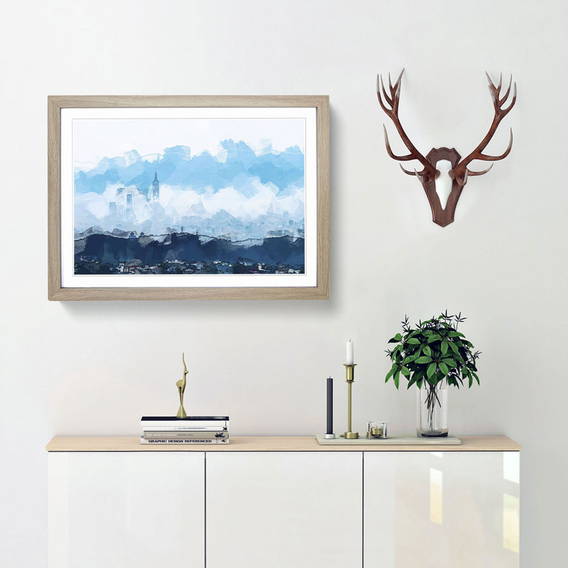 Taipei City in Taiwan in Abstract - Picture Frame Graphic Art Print, 27cm H x 36cm W x 2cm D, Oak Framed