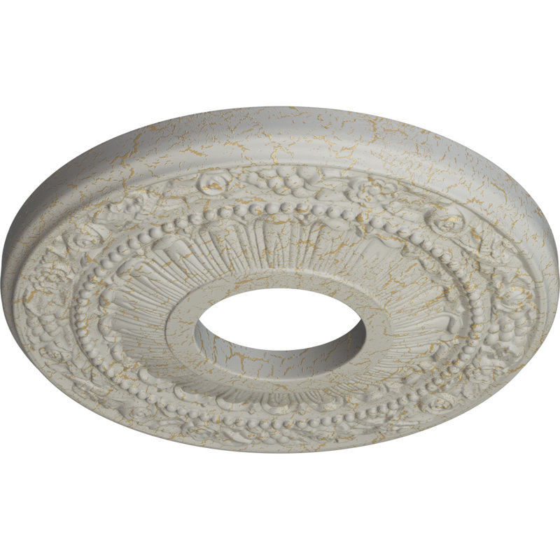 Médaillon de plafond Blackthorn Endurathane, P 13 3/8 po x P 7 1/2 po x P 3/4 po (convient aux auvents jusqu'à 7 1/2 po), fini craquelé acajou peint à la main