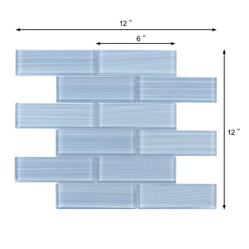 Premium Hand Painted 2" x 6" Glass Mosaic Subway Tile, Soft Gray