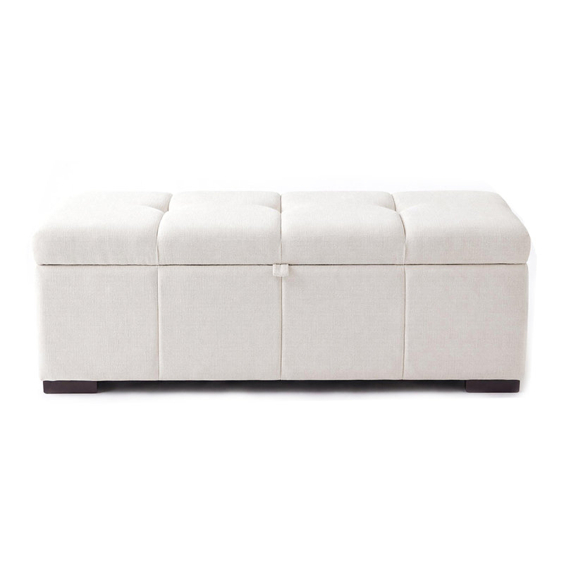 Banc moderne avec bout de lit, tabouret de canapé rembourré avec rangement, repose-pieds rectangulaire avec rangement, repose-pieds avec rangement