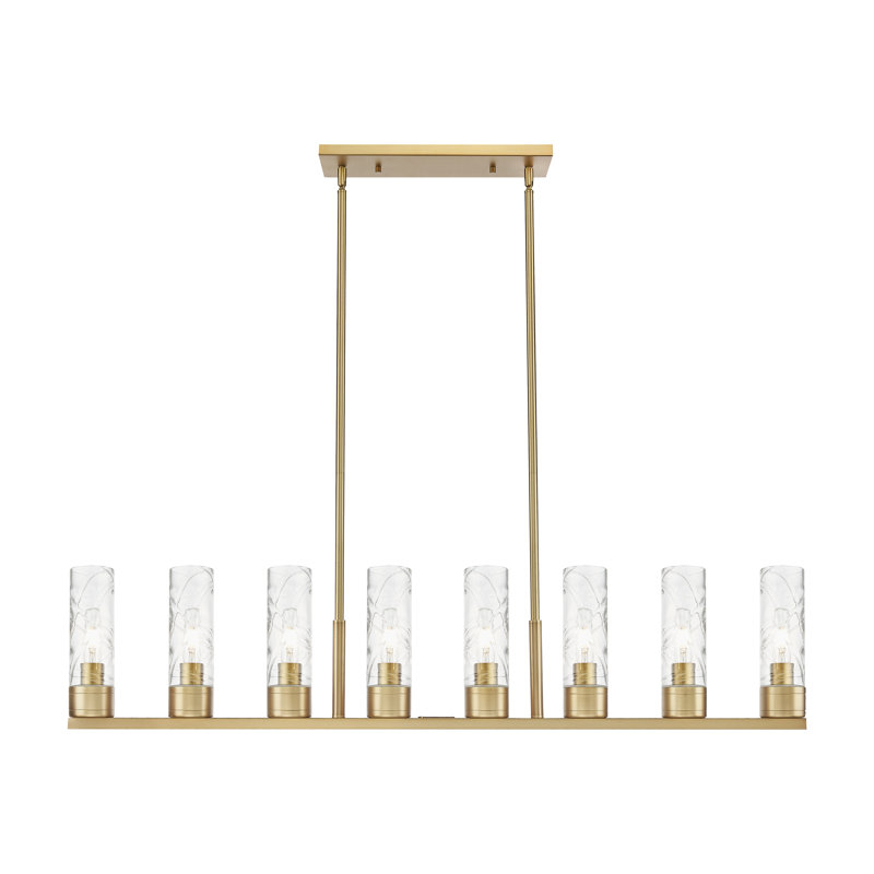 Luminaire suspendu 6 lumières avec abat-jour Scherer, Tourbillon déco, Laiton brossé