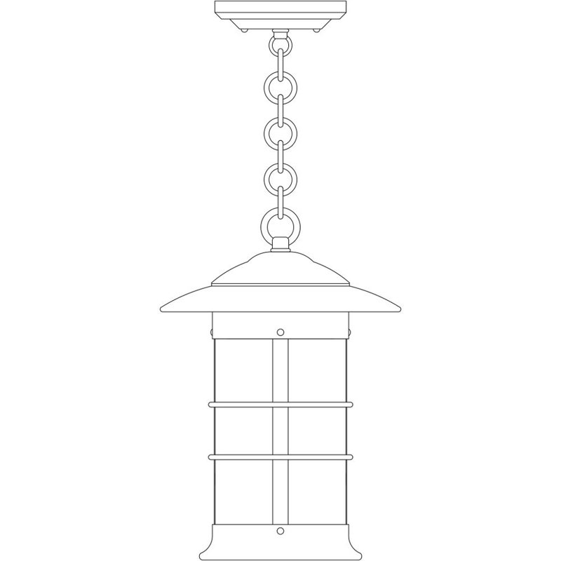 Newport 1 - Light LED Outdoor Hanging Lantern, Rustic Brown, Gold White Iridescent, 13.38" H x 9.25" W