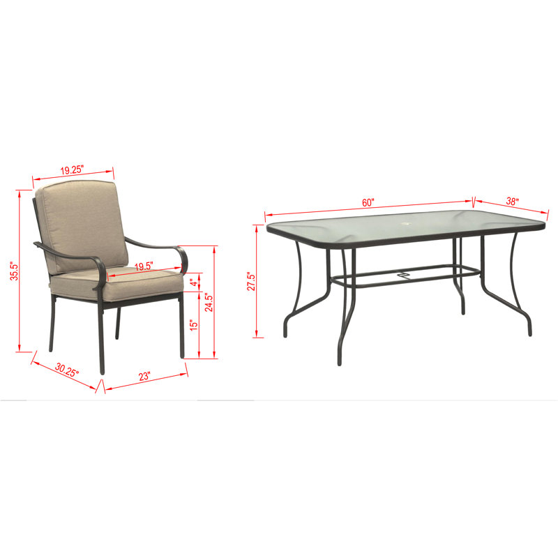Ensemble de salle à manger rectangulaire pour 4 personnes 60 po Wortley, Rouge