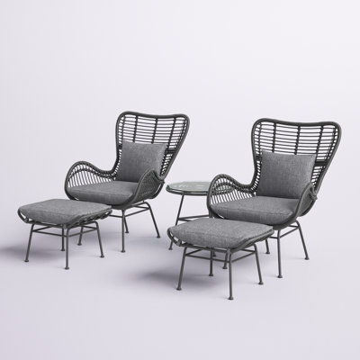 Ensemble de conversation d'extérieur 5 pièces avec coussins Astha