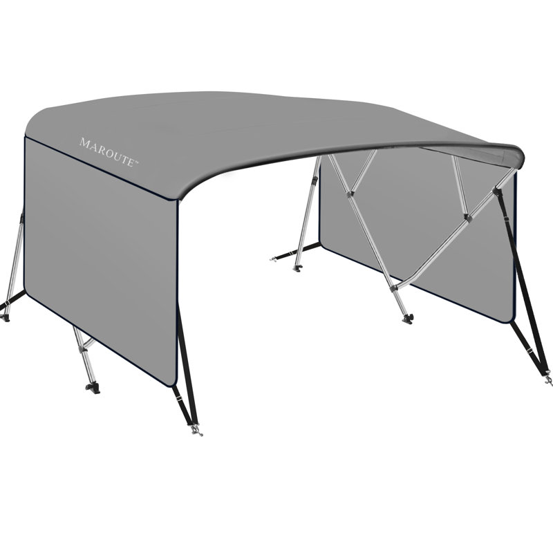 Housse pour bateau à 4 arceaux avec structure en alliage d'aluminium de 1 po, 2 sangles, 2 poteaux de soutien arrière réglables, botte de rangement à fermeture à glissière, toile de revêtement en polyuréthane (L 8 pi x H 54 po x l 73 po à 78 po)