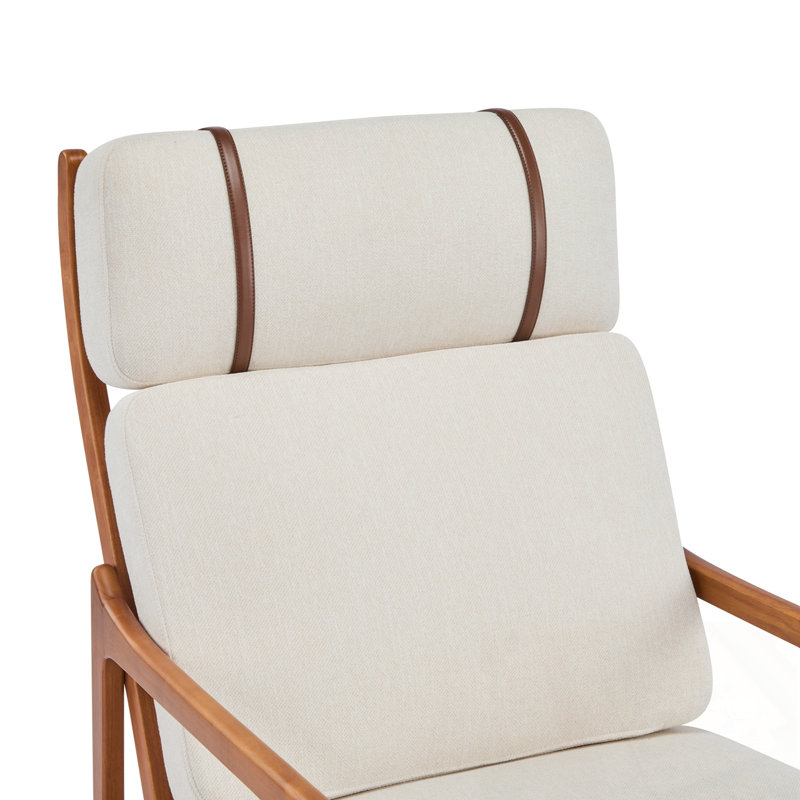 Fauteuil d'appoint avec coussin moelleux et dossier haut, Crème