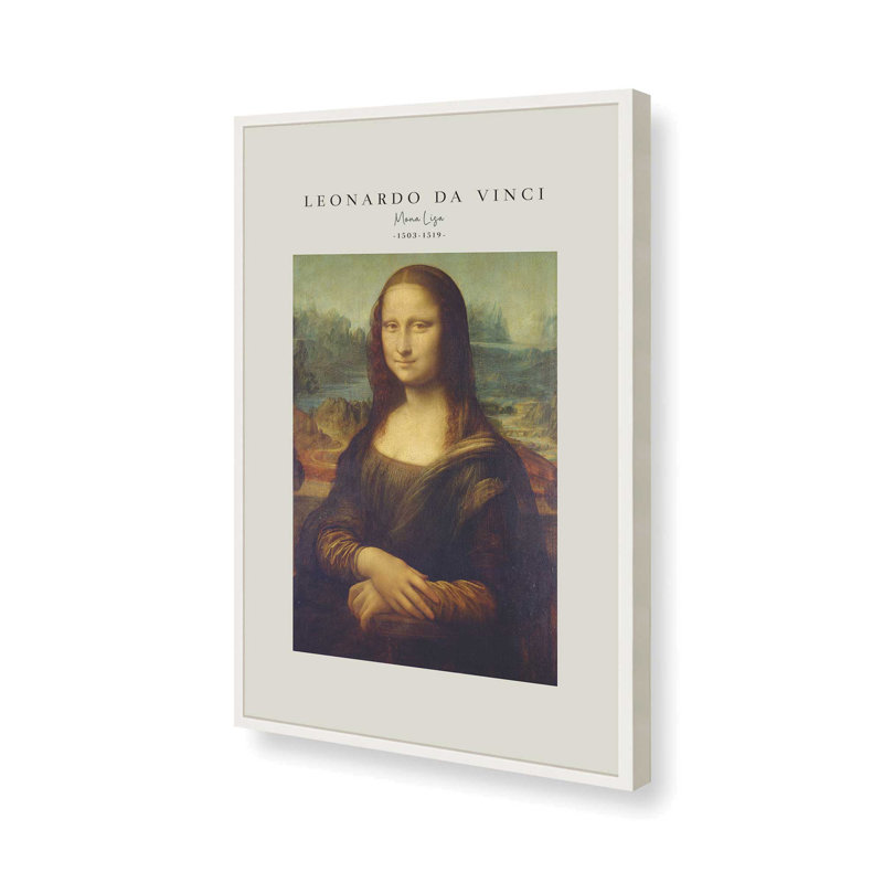 Mona Lisa v2 de Leonardo Da Vinci roulé, Reproduction encadrée sans passe-partout, Or poli, 37.25" H x 25.25" W