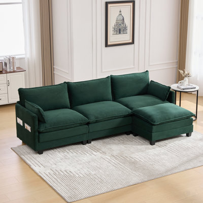 Oversized Modular Sectional Sofa with Movable Ottoman, 102 Inch 4 Seat Modern Corduroy Sofa Set, Convertible L Shaped Couch for Living Room and Office