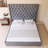Wood Frame Panel Bed with Upholstered Headboard-1122340219