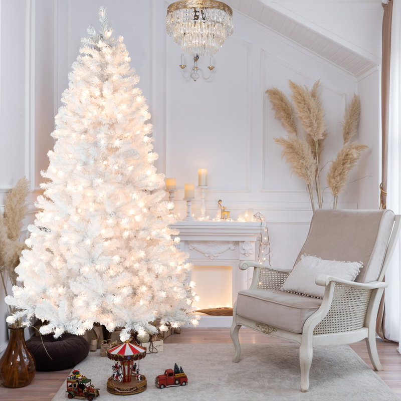 9FT Pre-Lit White Christmas Tree with Memory Wire