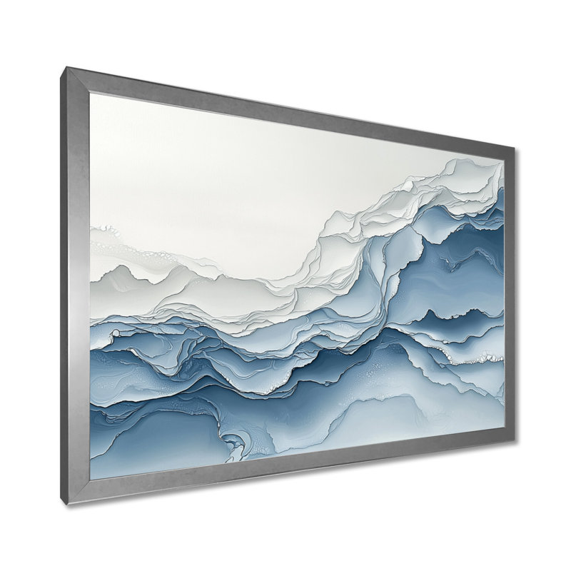 Luminous Aura Marble - impression abstraite murale en marbre, H 12 po x l 20 po, Argent argent
