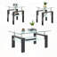 2-Piece Modern Tempered Glass Tea Table Set – Transparent/Black Square