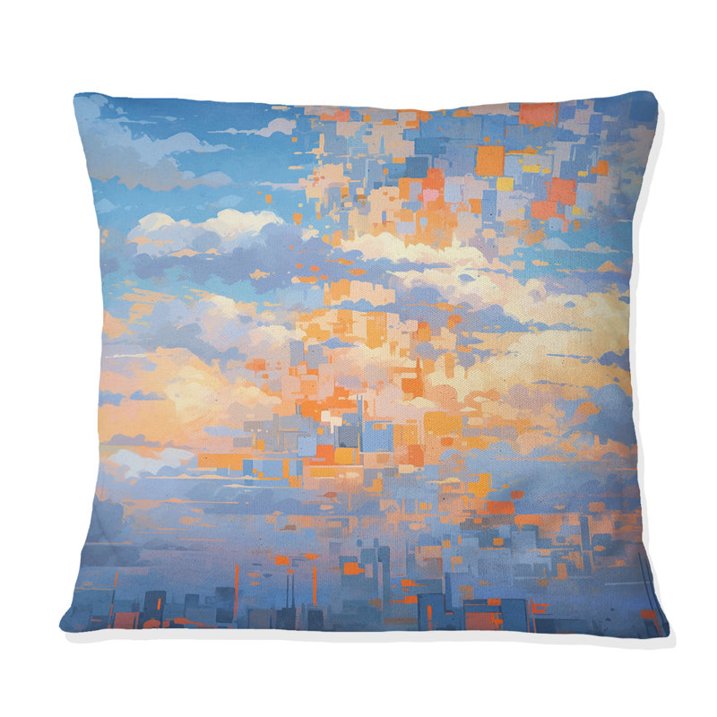 Coussin décoratif gris et orange à emboîtement Perspectives II