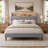 Modern Upholstered Platform Bed with Storage Headboard, Charging Station, RGB LED Lights-837564309-837564311