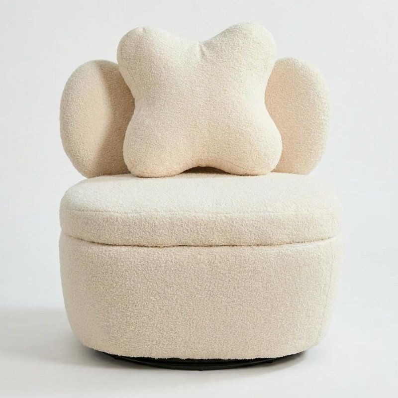 Upholstered Swivel Lounge Chair, Cream