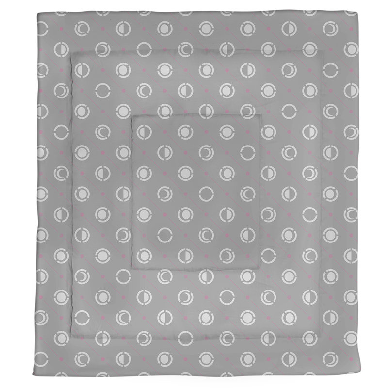Édredon simple réversible en microfibre à deux couleurs Moon phases, Édredon simple TG, Gris clair/rose